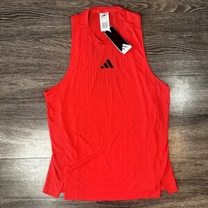 Adidas Airchill Tank Top Red Black Running Workout JI8200 Men's Size Medium